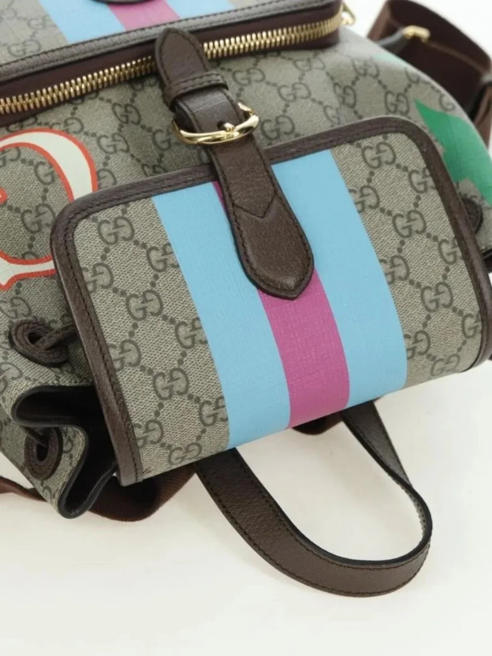GUCCI GG Supreme Interlocking Backpack PVC Beige Gold 674147 Auth YKZ1279M